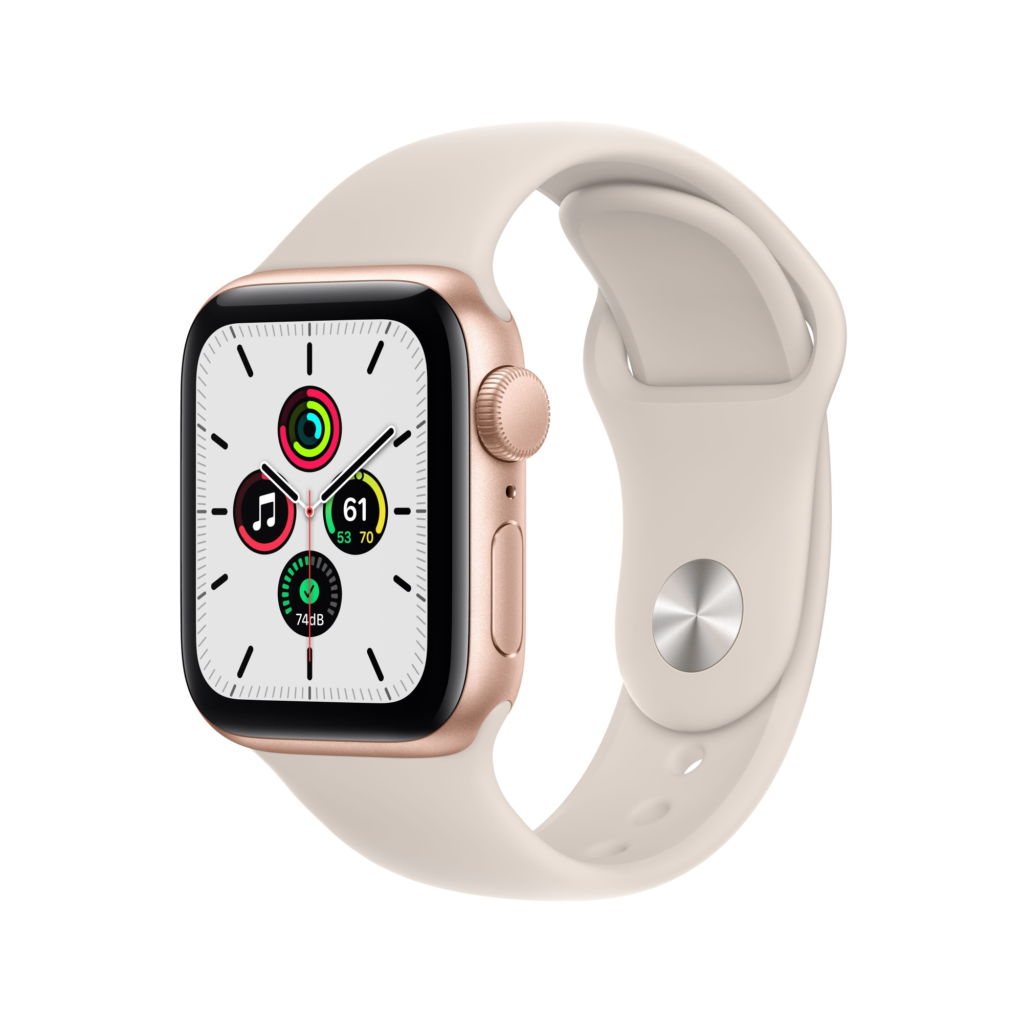 Apple Watch SE (40mm) - goud - met sterrenlicht sportbandje (2021 update)
