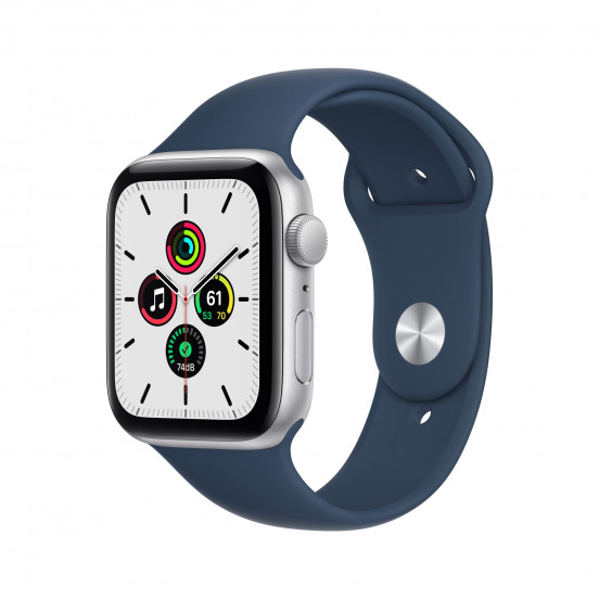 Apple Watch SE (44mm) - zilver - met abyss-blauw sportbandje (2021 update)