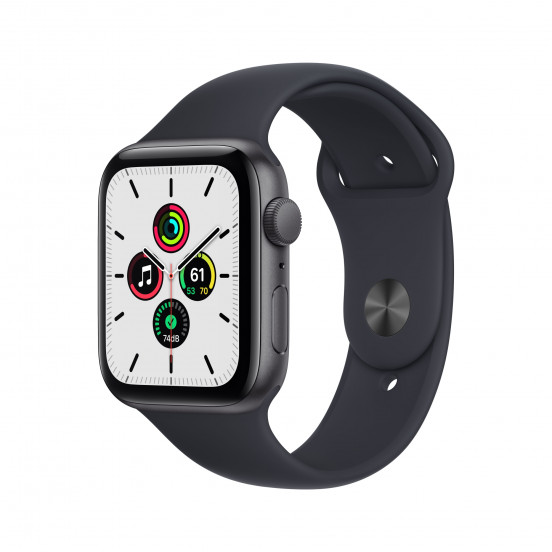Apple Watch SE (44mm) - spacegrijs - met middernacht sportbandje (2021 update)