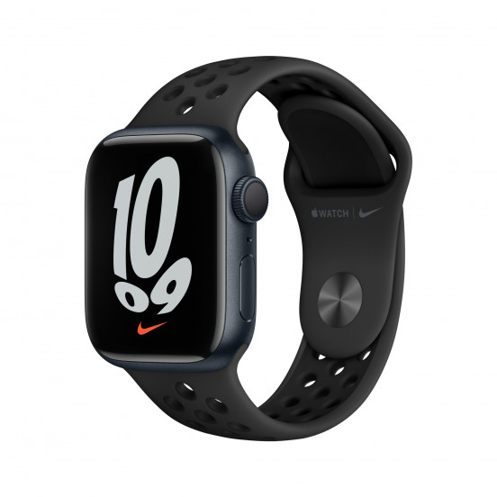 Apple Watch Series 7 Nike (41mm) - middernacht - met antraciet/zwart Nike-sportbandje