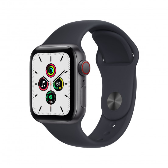 Apple Watch SE met 4G (40mm) - spacegrijs - met een middernacht sportbandje (2021)