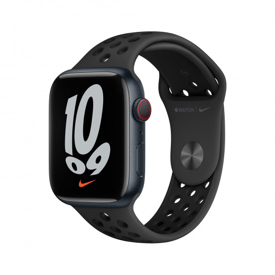 Apple Watch Series 7 Nike met 4G (45mm) - middernacht - met antraciet/zwart Nike-sportbandje
