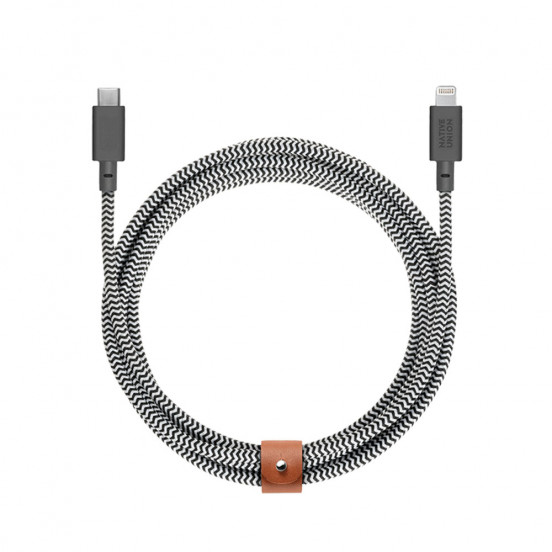 Native Union Belt Cable Kevlar USB-C-naar-Lightning-kabel (3 meter) - Zebra