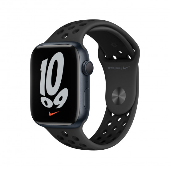 Apple Watch Series 7 Nike (45mm) - middernacht - met antraciet/zwart Nike-sportbandje